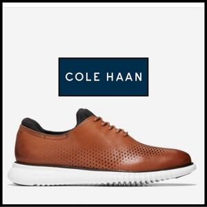 Cole Haan Grandos Laser Wingtip Oxford in British Tan. Size 10.